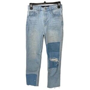 Hollister Ultra High-Rise Ripped Medium Wash Crop Vintage Straight Size 25
